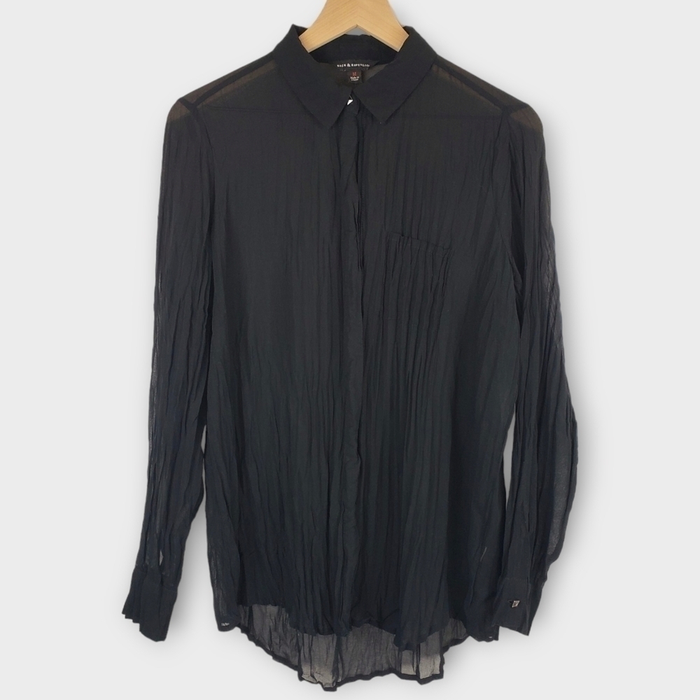 Rock & Republic Sheer Crinkle Blouse Medium
